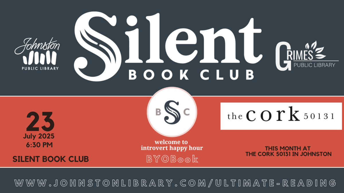 July 2025 silent book club flyer