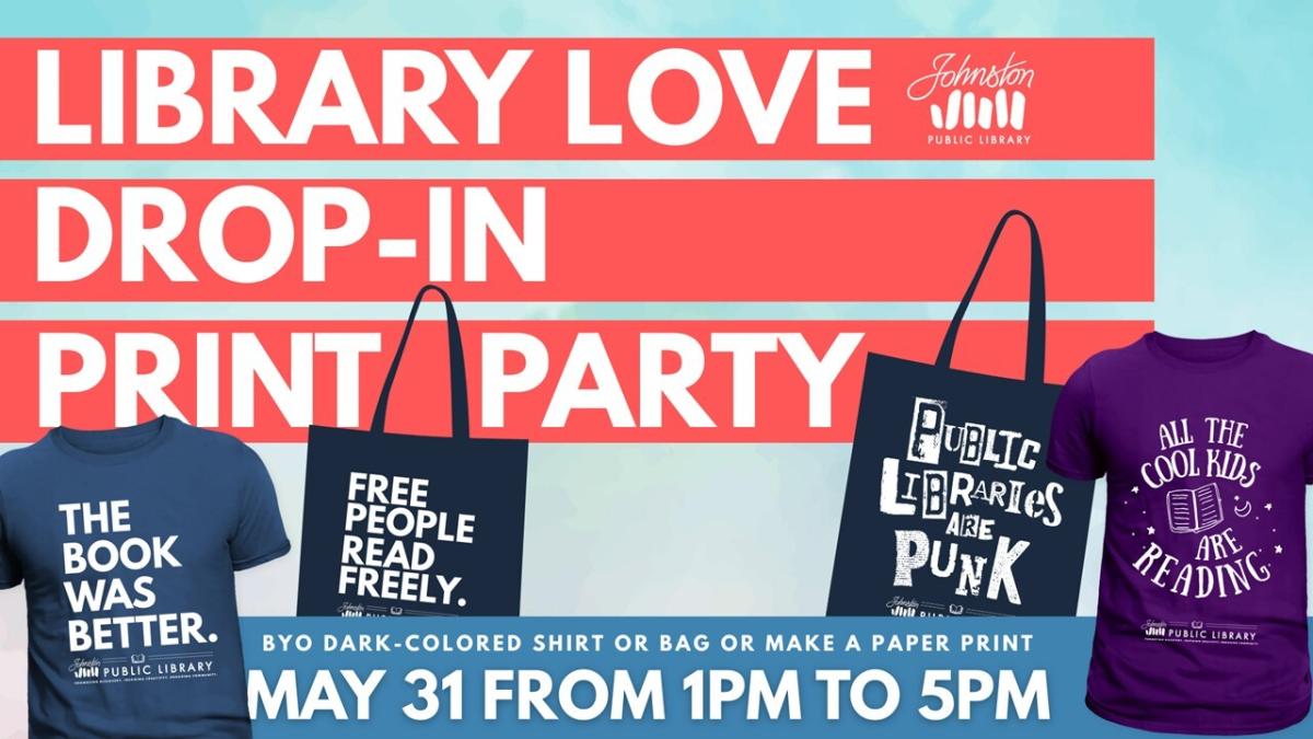 library love drop in party flyer